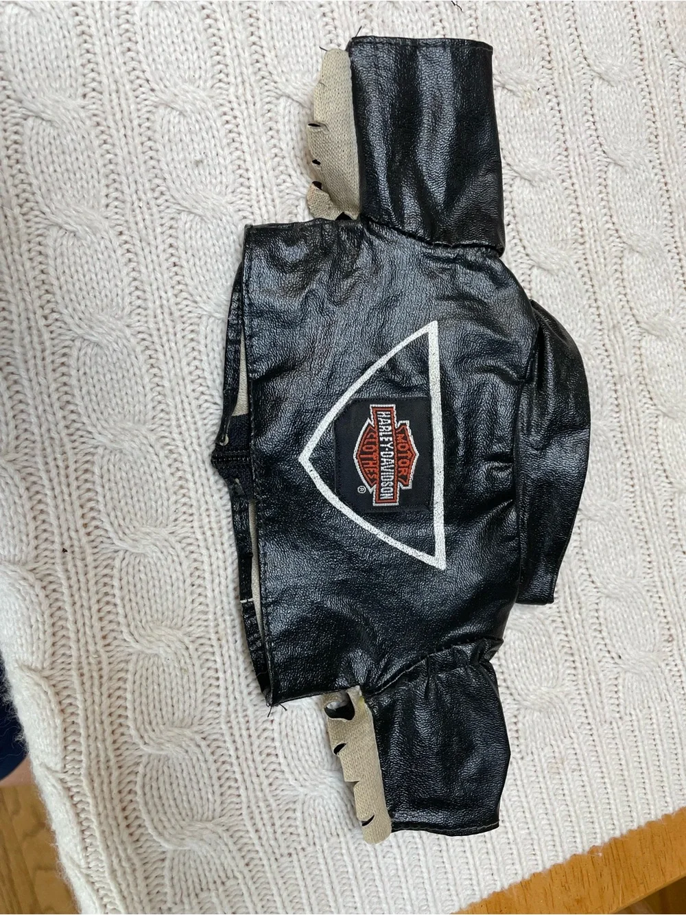 Harley-Davidson Black Leather-look Mini Jacket w/Patch for doll/stuffed animal